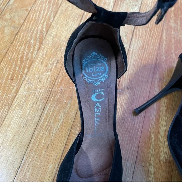 Jeffrey Campbell Koons Black Suede & Metal Ankle Strap Heels Women’s Size 8.5 - Picture 9 of 12